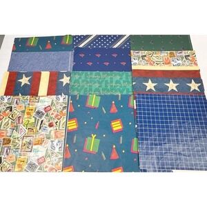 VTG 80s Gift Wrapping Paper Mixed Lot Birthday Graduation Any Occasion‎ Stamps